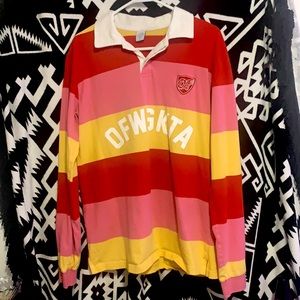 odd future pink,red,yellow stripped rugby shirt